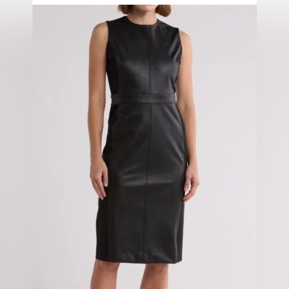 Spanx Black Leather Like Combo Fitted Dress Size small new with tag - Picture 5 of 15